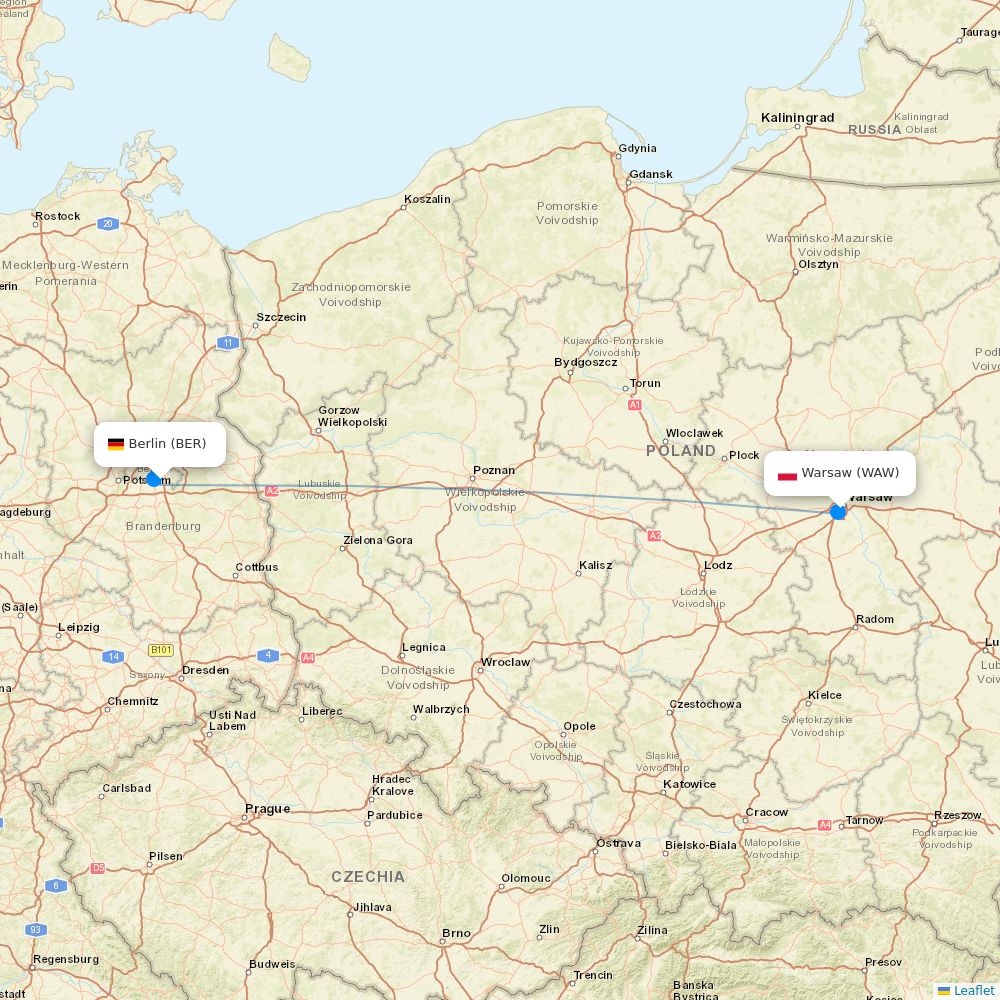 LOT - Polish Airlines flights between Berlin and Warsaw