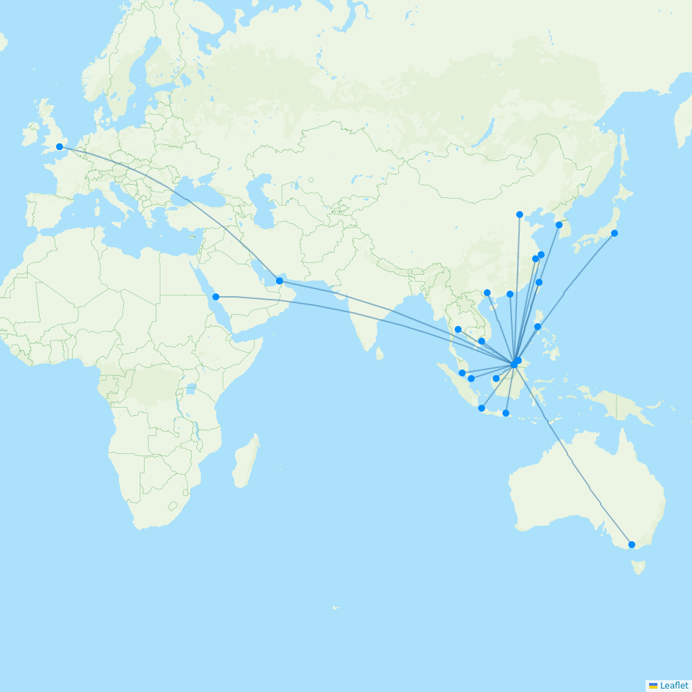 Royal Brunei Airlines destination map