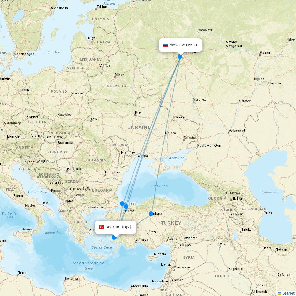 AZUR air flights between Bodrum and Moscow