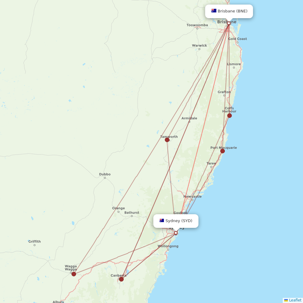 Rex Regional Express flights between Brisbane and Sydney