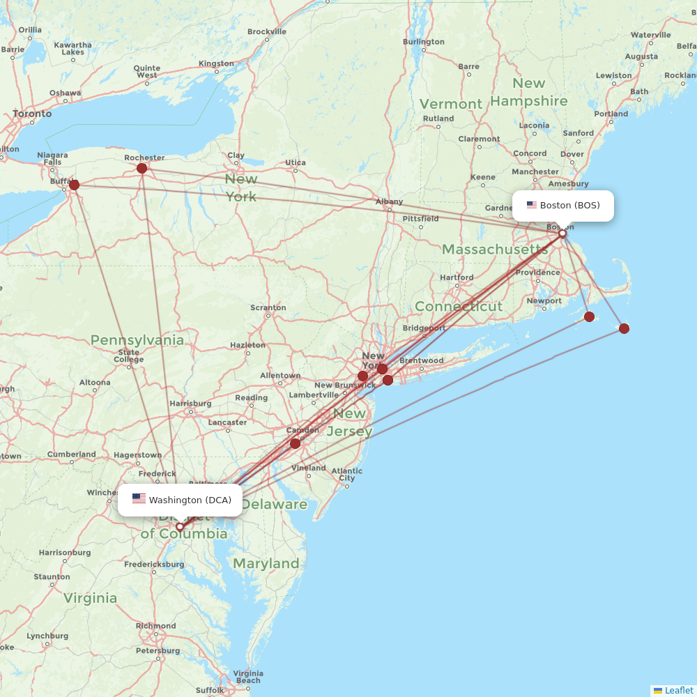 JetBlue Airways flights between Boston and Washington