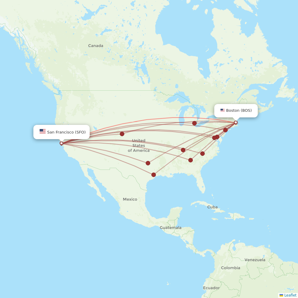 JetBlue Airways flights between Boston and San Francisco