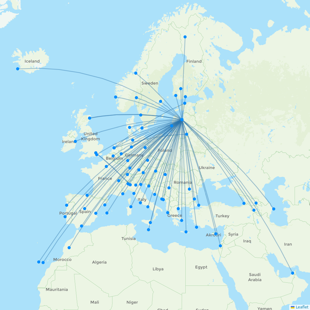 Air Baltic destination map