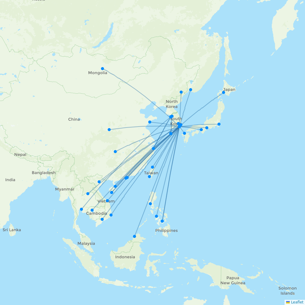 Air Busan destination map