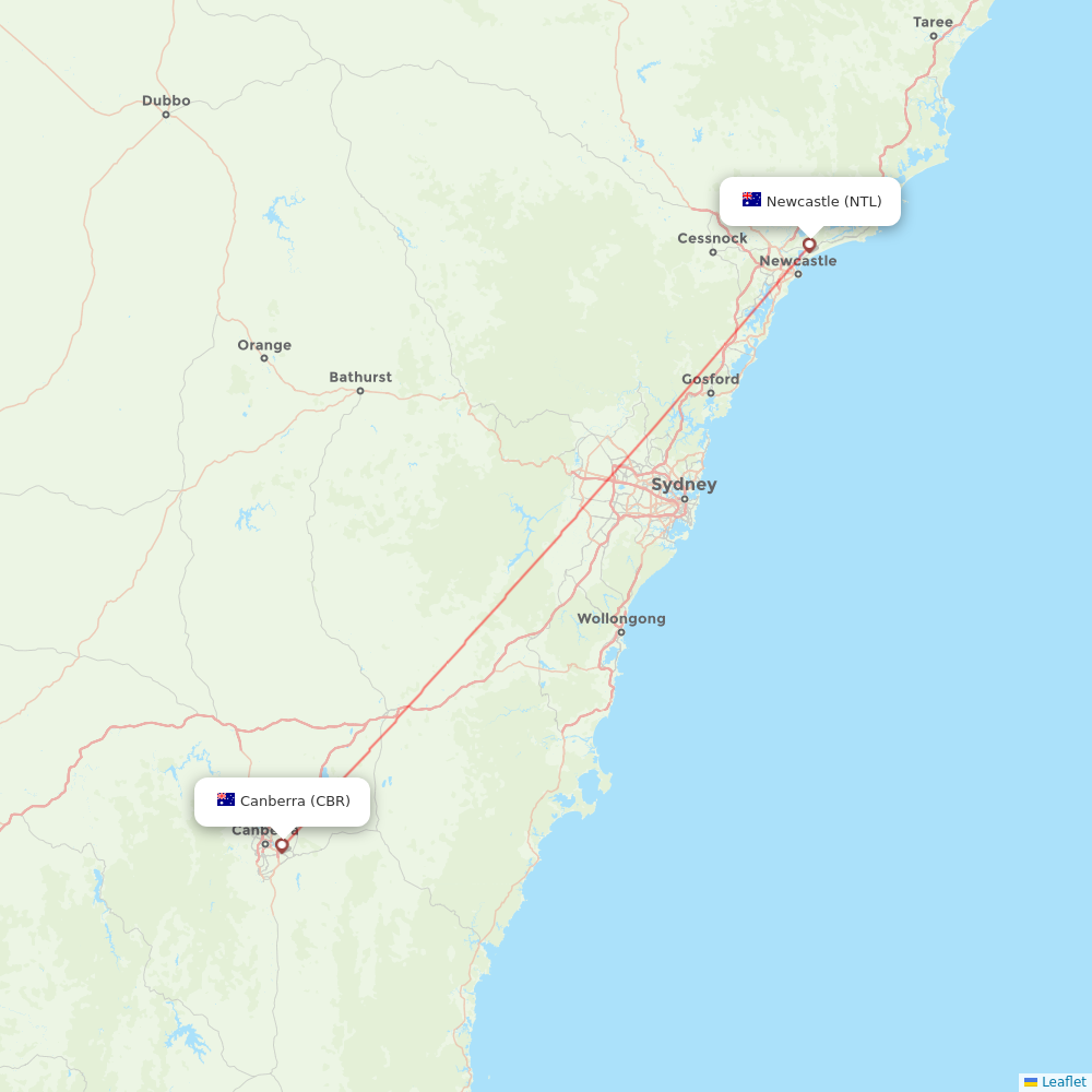 VivaColombia flights between Canberra and Newcastle