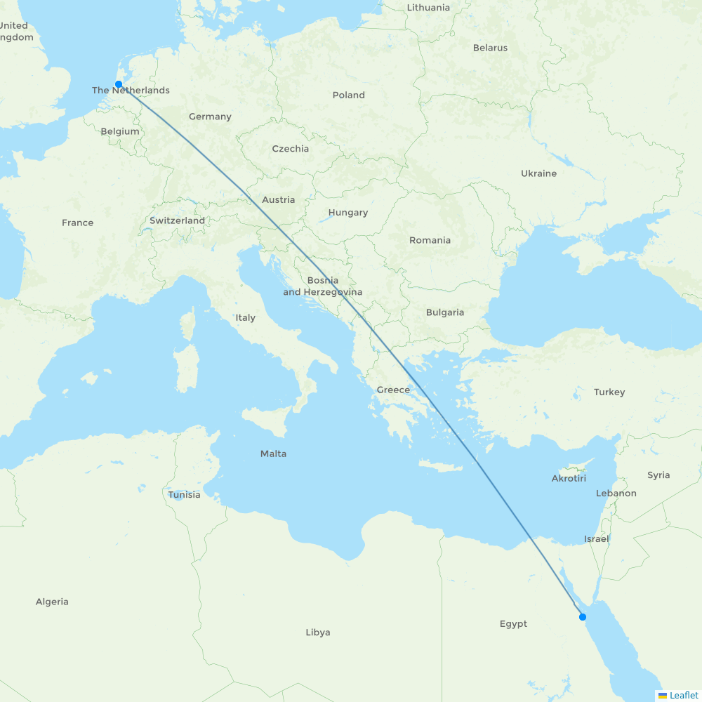 Corendon Dutch Airlines destination map