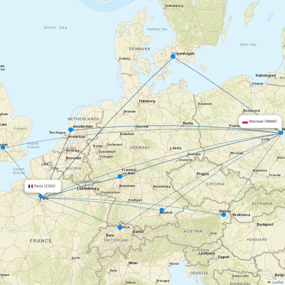 LOT - Polish Airlines flights between Paris and Warsaw