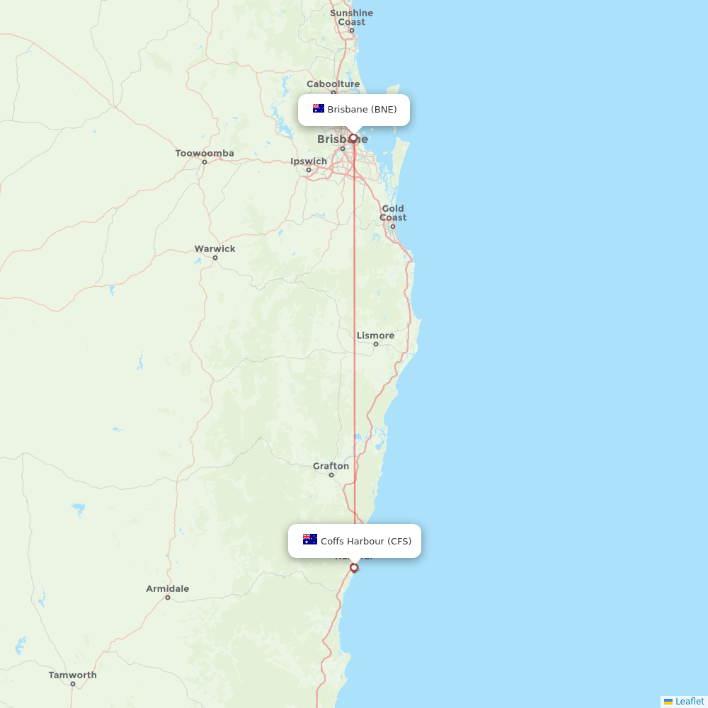 VivaColombia flights between Coffs Harbour and Brisbane
