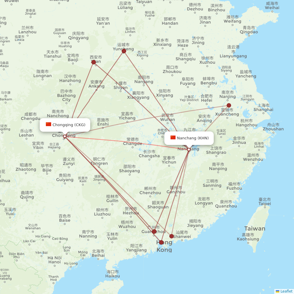 Shenzhen Airlines flights between Chongqing and Nanchang