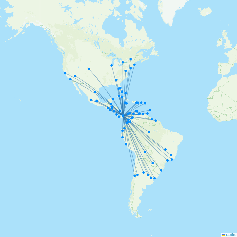 Copa Airlines destination map