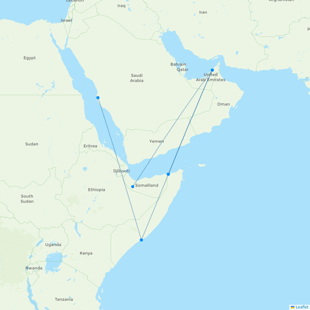 Daallo Airlines destination map