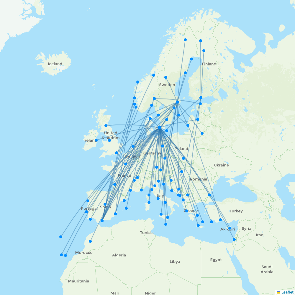 Norwegian Air Intl destination map