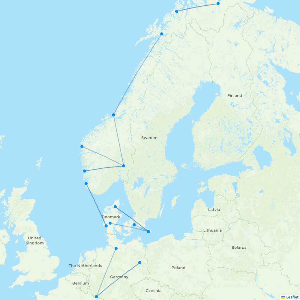 Danish Air destination map