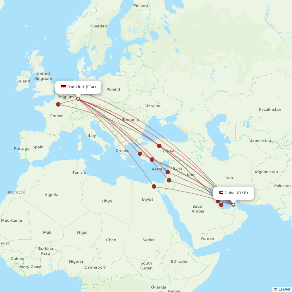 Emirates flights between Dubai and Frankfurt