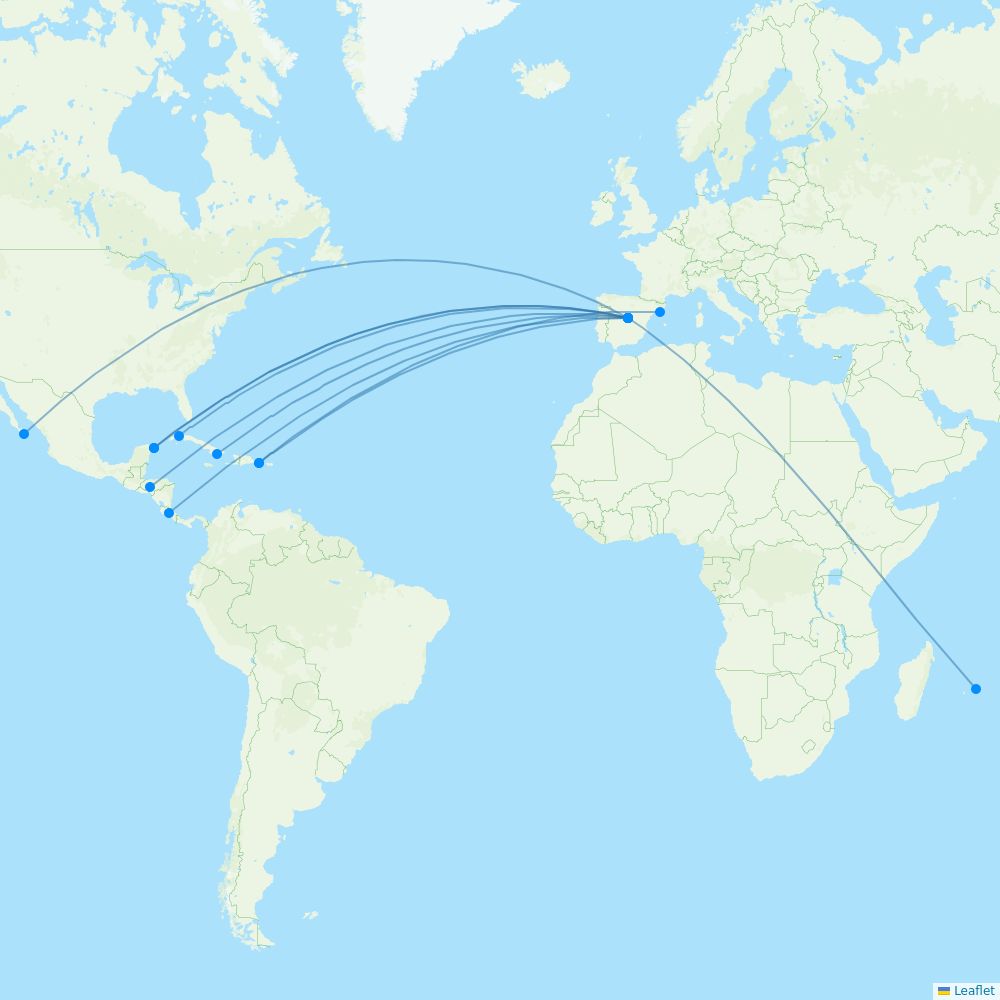 Evelop Airlines destination map