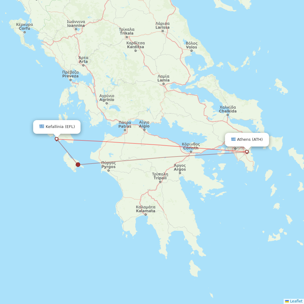 Olympic Air flights between Kefallinia and Athens