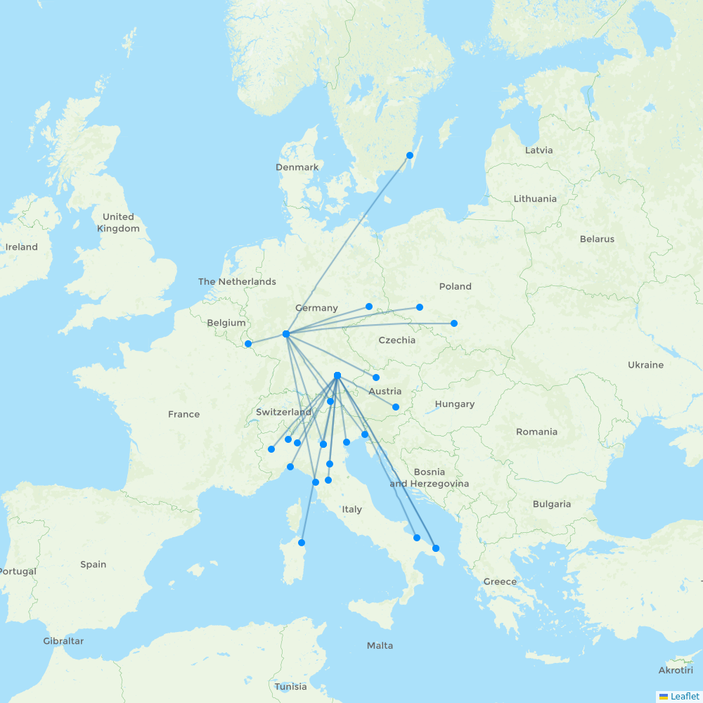 Air Dolomiti destination map