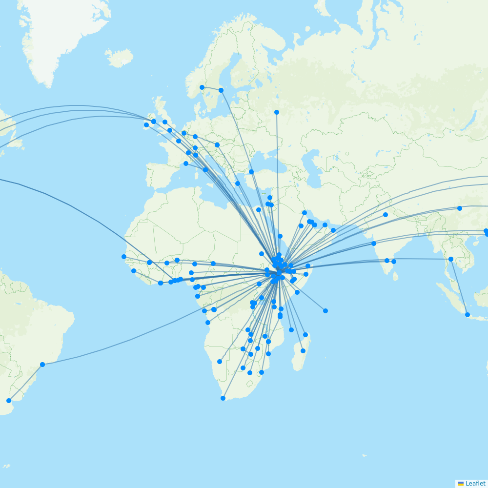 Ethiopian Airlines routes 2024 map with all flights Flight Routes