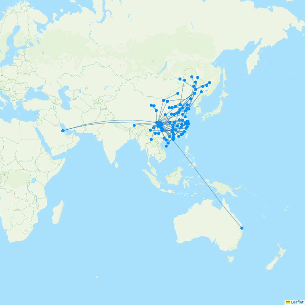 Chengdu Airlines destination map