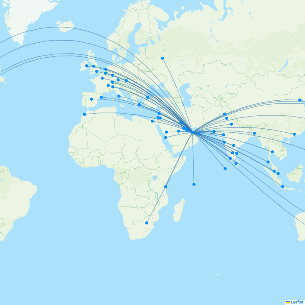 Etihad Airways destination map