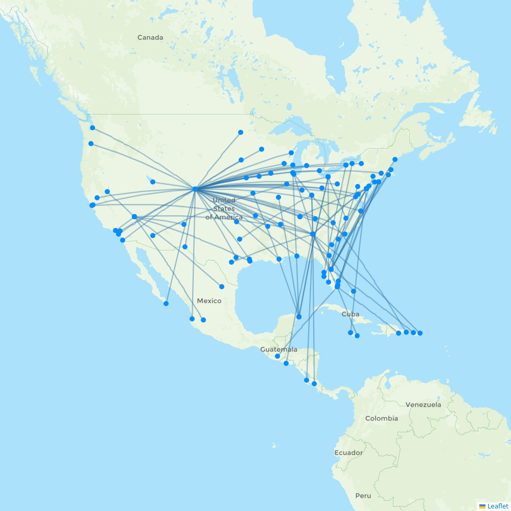 Frontier Airlines destination map