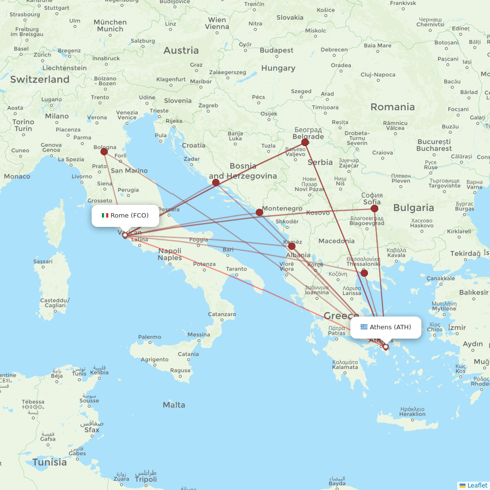 Aegean Airlines flights between Rome and Athens