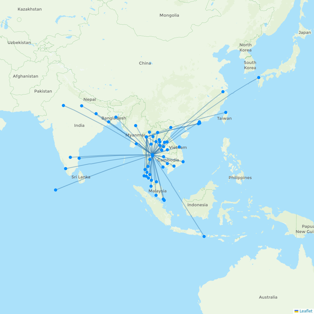 Thai AirAsia destination map