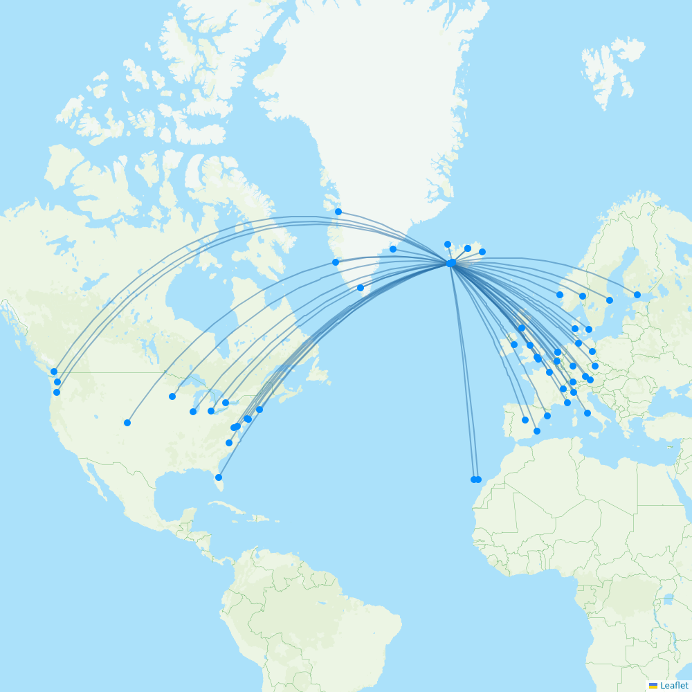 Icelandair destination map