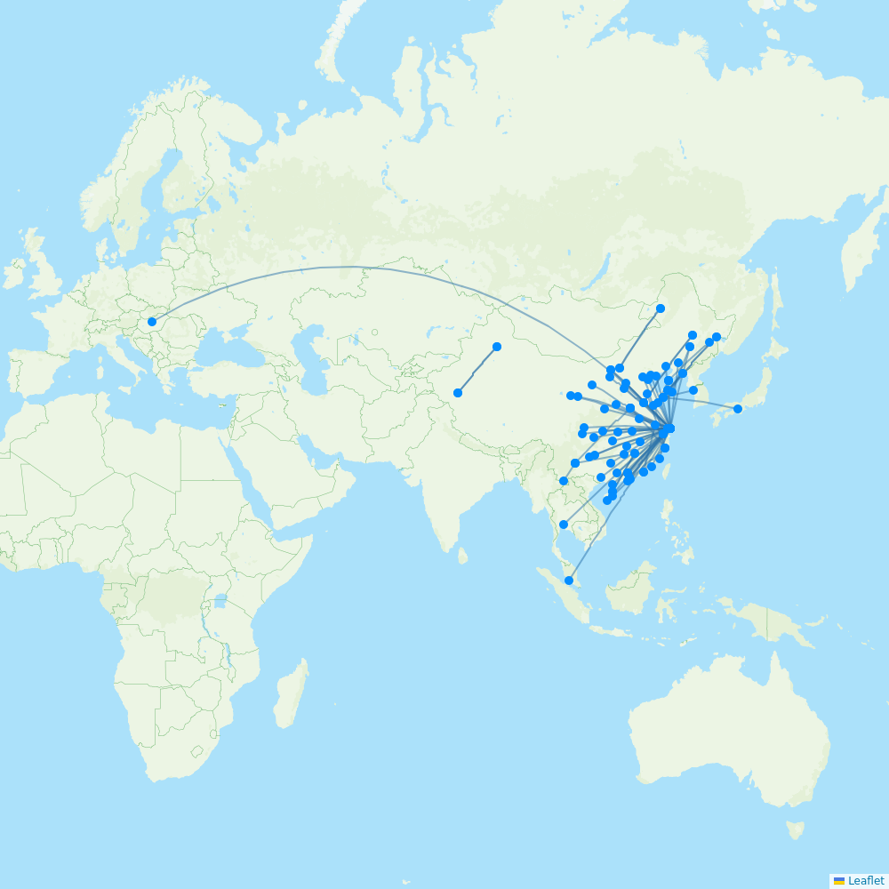 Shanghai Airlines destination map
