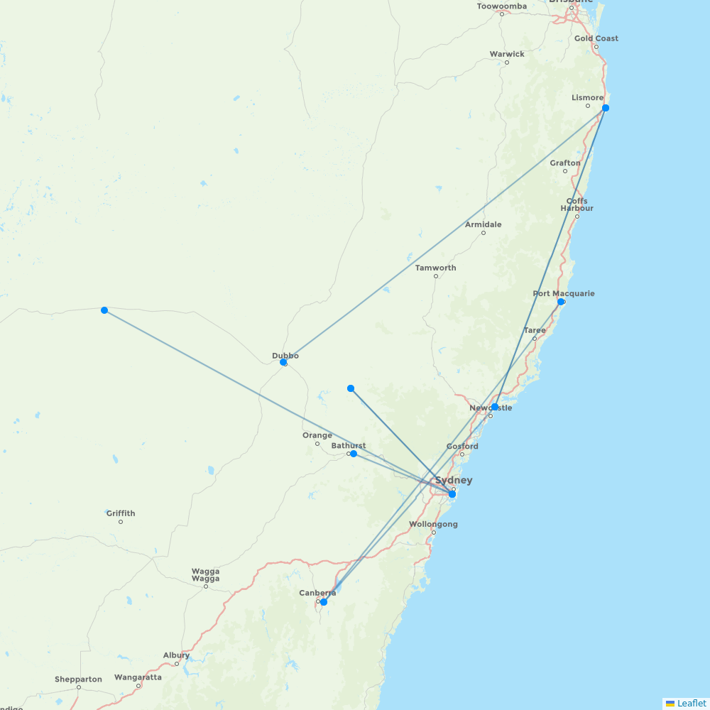 FlyPelican destination map
