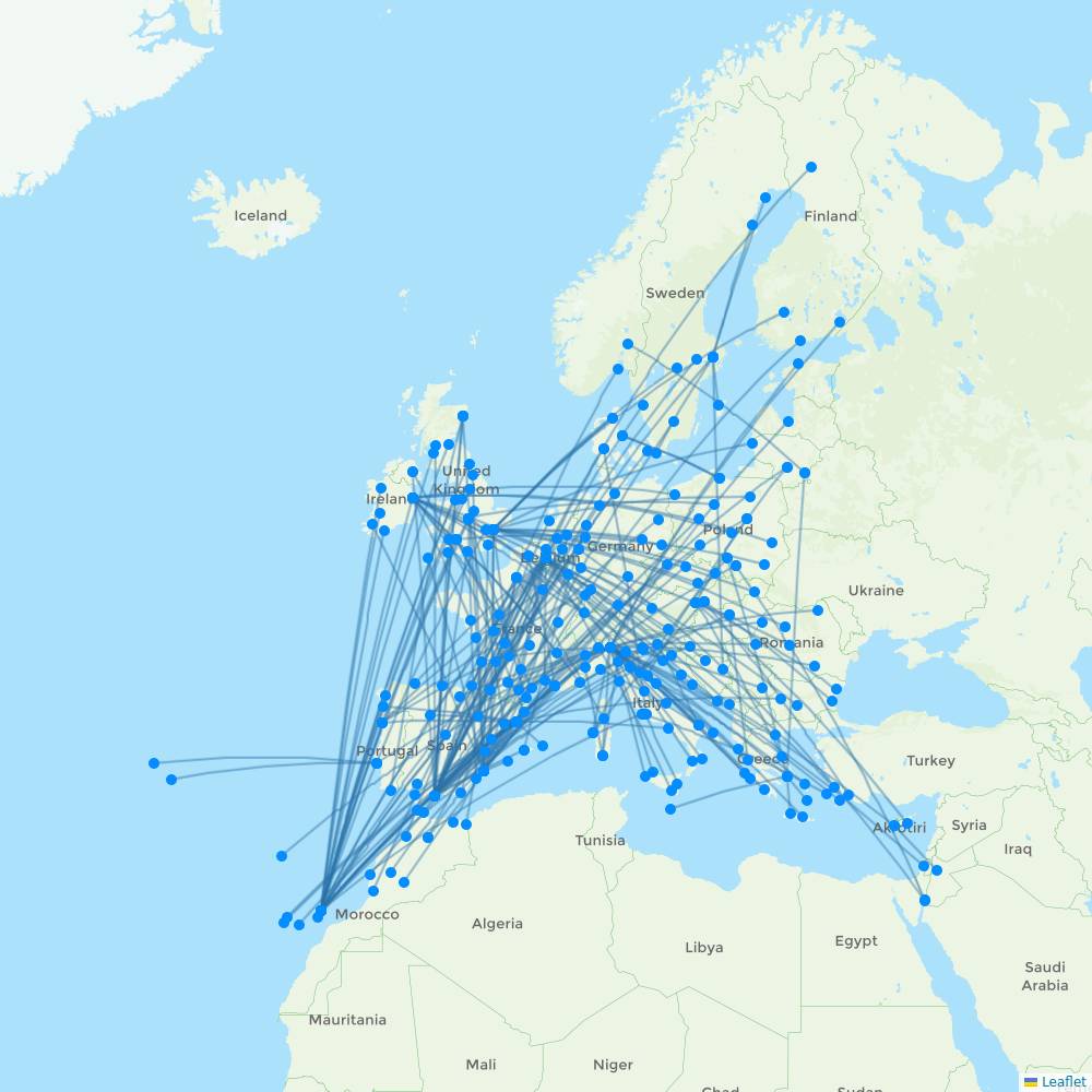 Ryanair destination map
