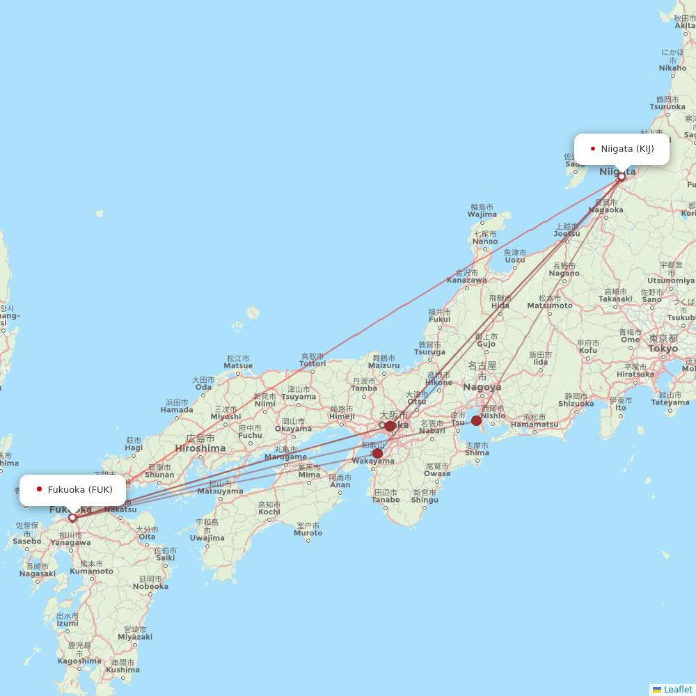 Fuji Dream Airlines flights between Fukuoka and Niigata