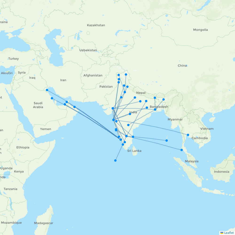 GoAir destination map