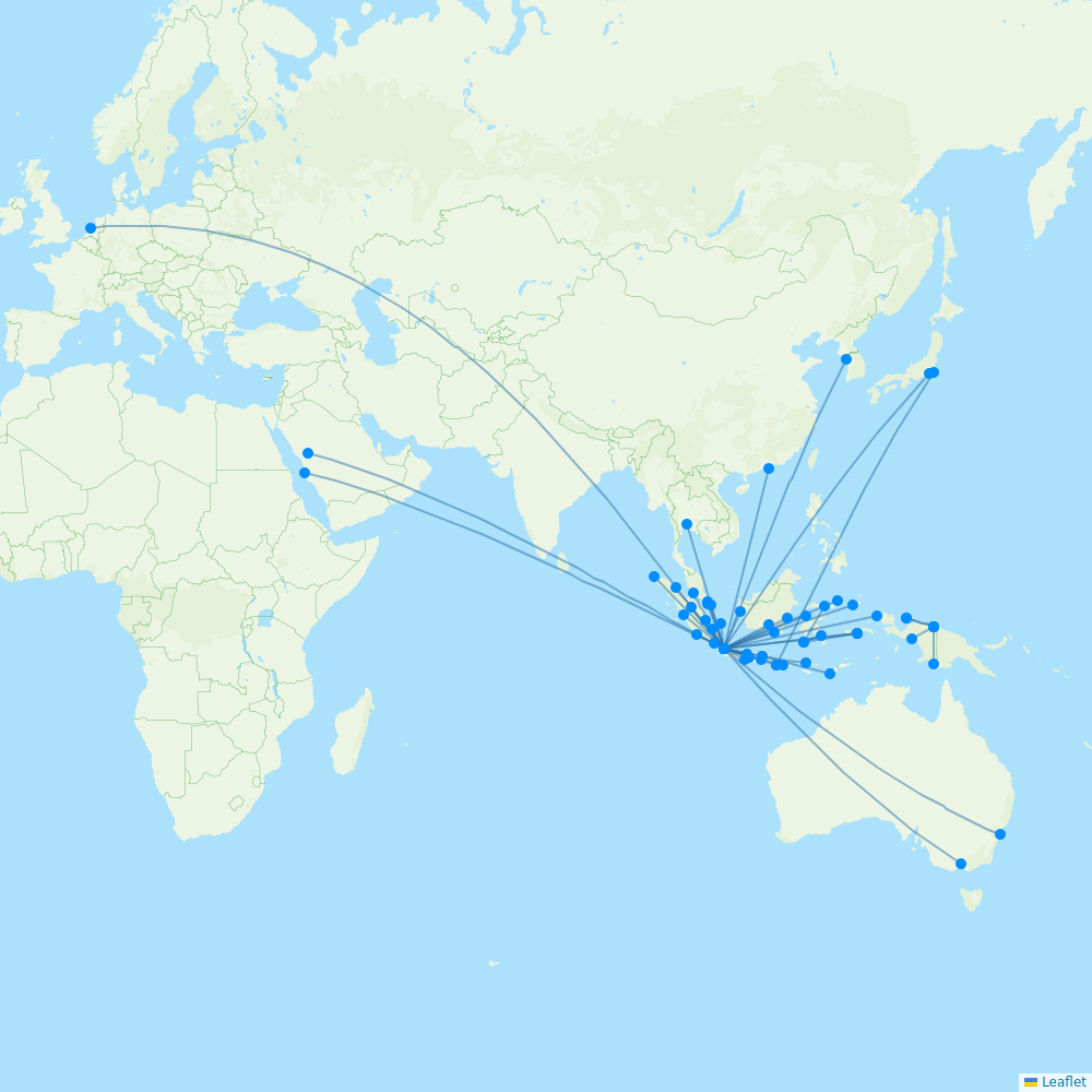 Garuda Indonesia destination map