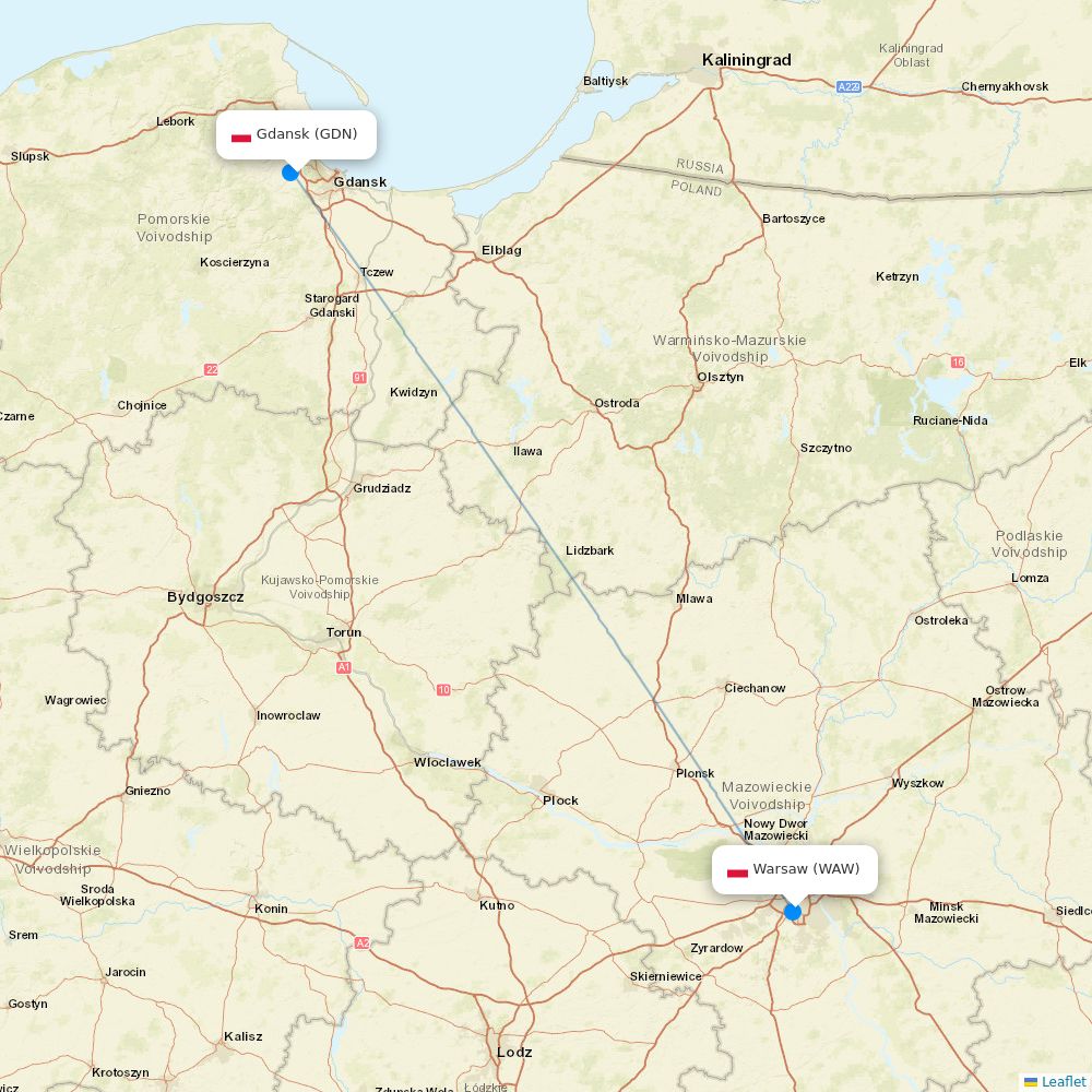 LOT - Polish Airlines flights between Gdansk and Warsaw