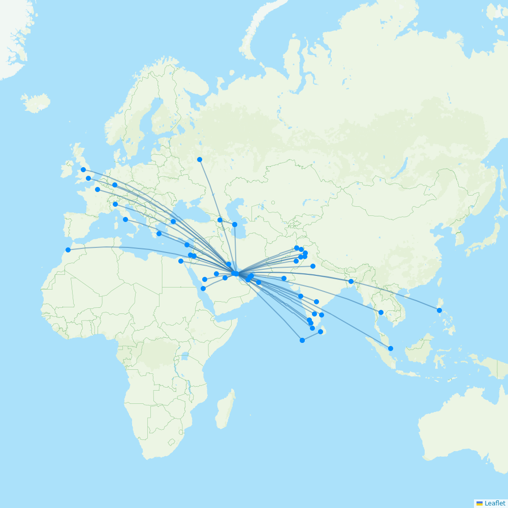 Gulf Air destination map