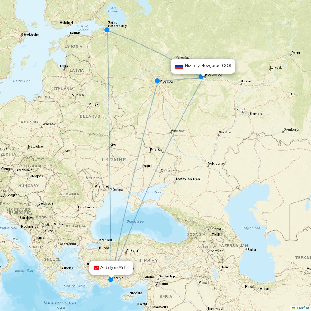 AZUR air flights between Nizhniy Novgorod and Antalya