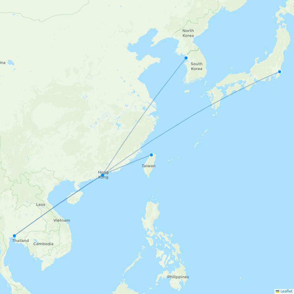 Asia Atlantic Airlines destination map