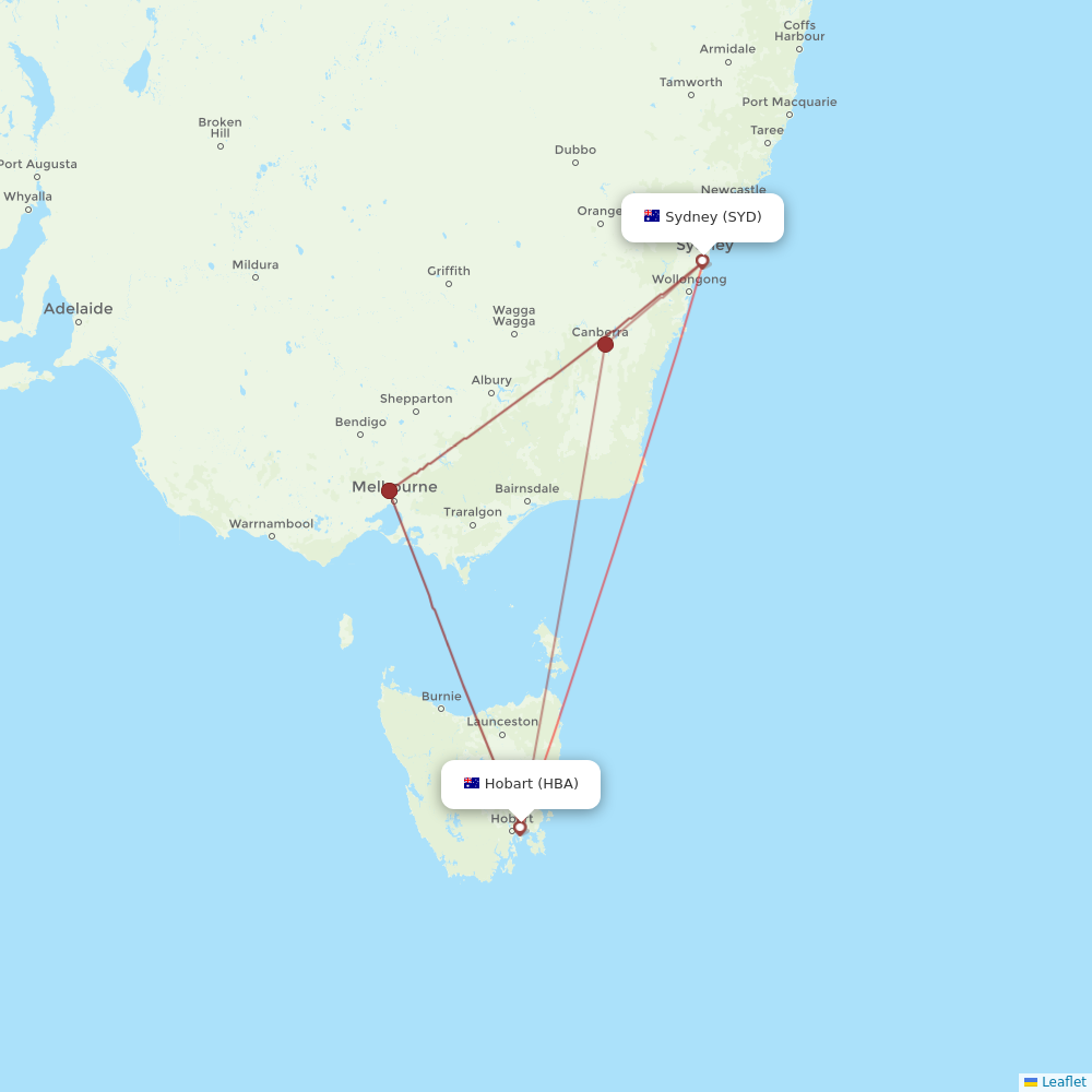 Virgin Australia flights between Hobart and Sydney