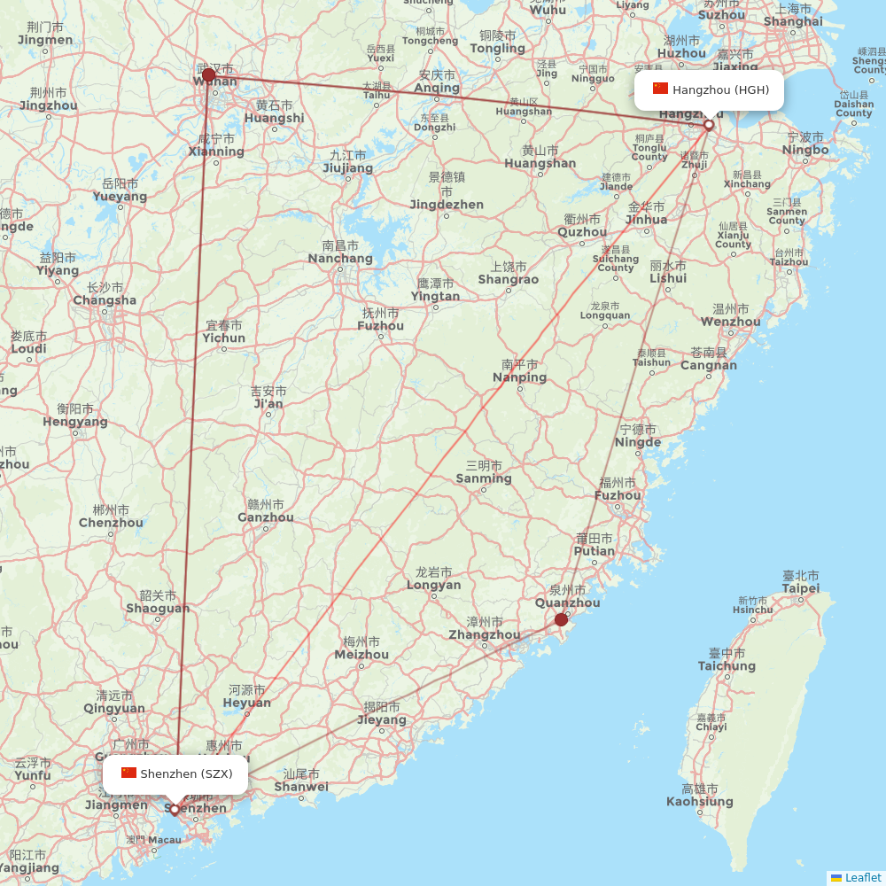 Shenzhen Airlines flights between Hangzhou and Shenzhen