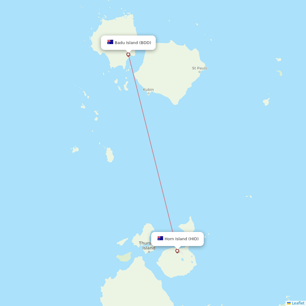 Skytrans Airlines flights between Horn Island and Badu Island