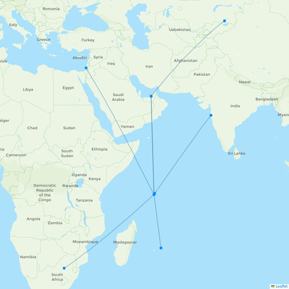 Air Seychelles destination map