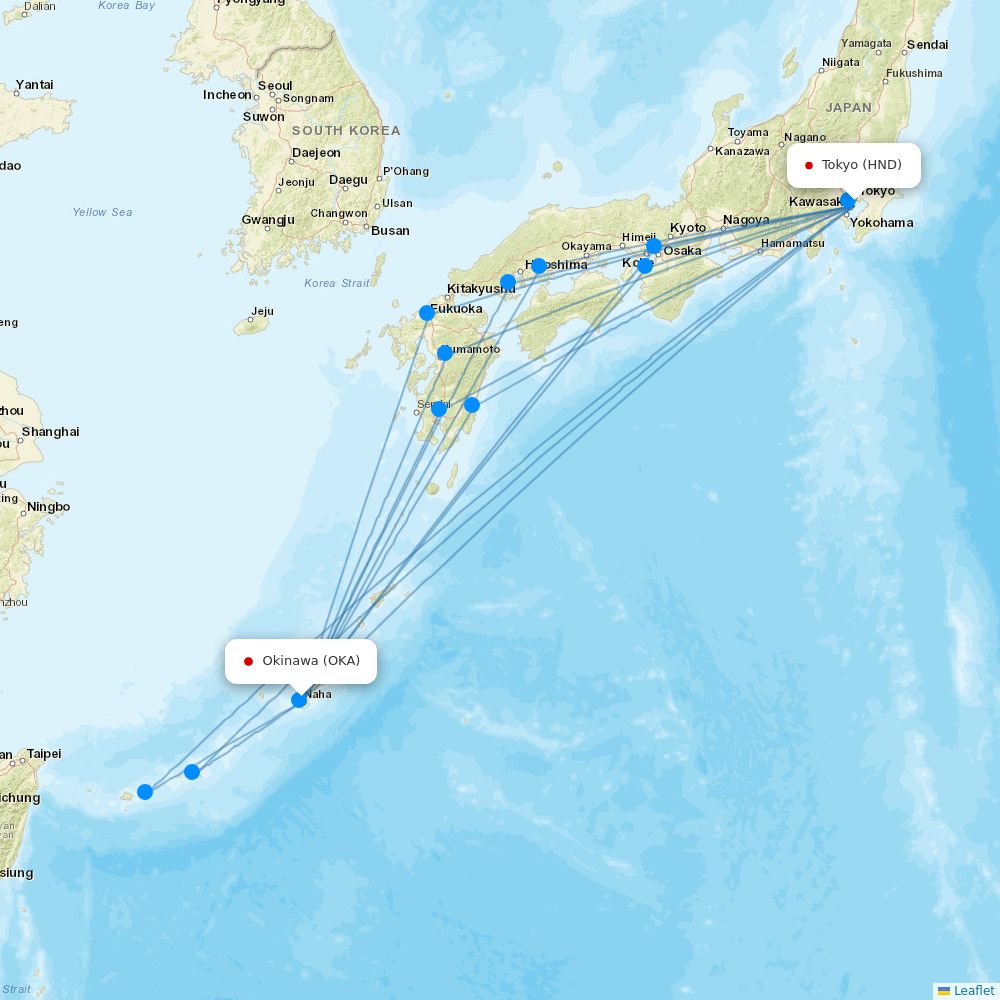 JAL flights between Tokyo and Okinawa