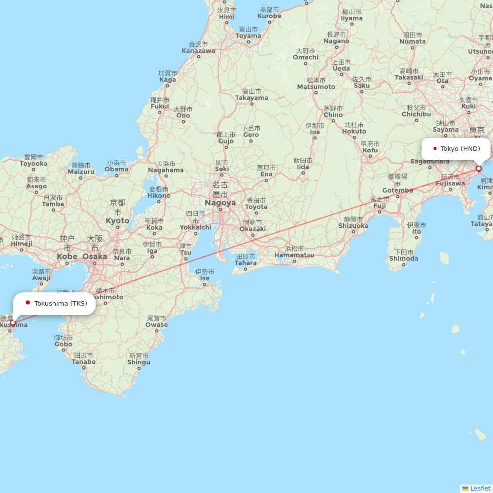JAL flights between Tokyo and Tokushima
