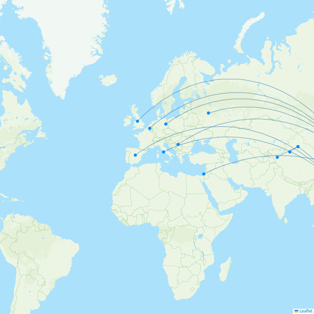 Hainan Airlines destination map