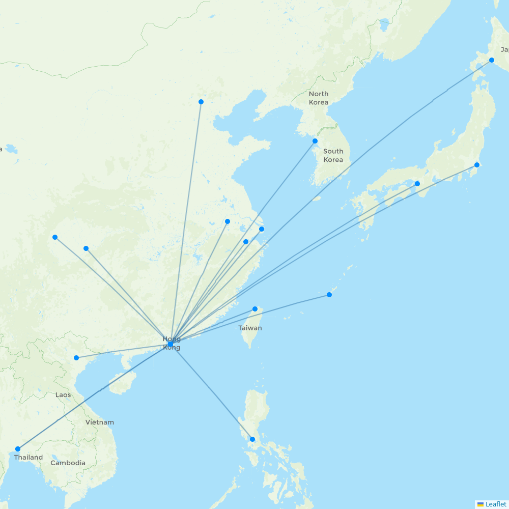 Hong Kong Airlines destination map