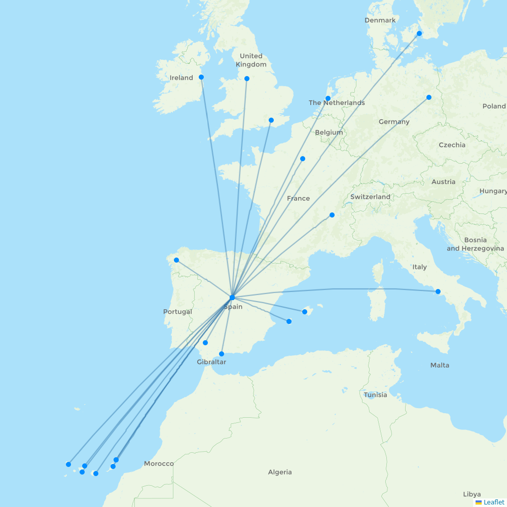 Iberia Express destination map