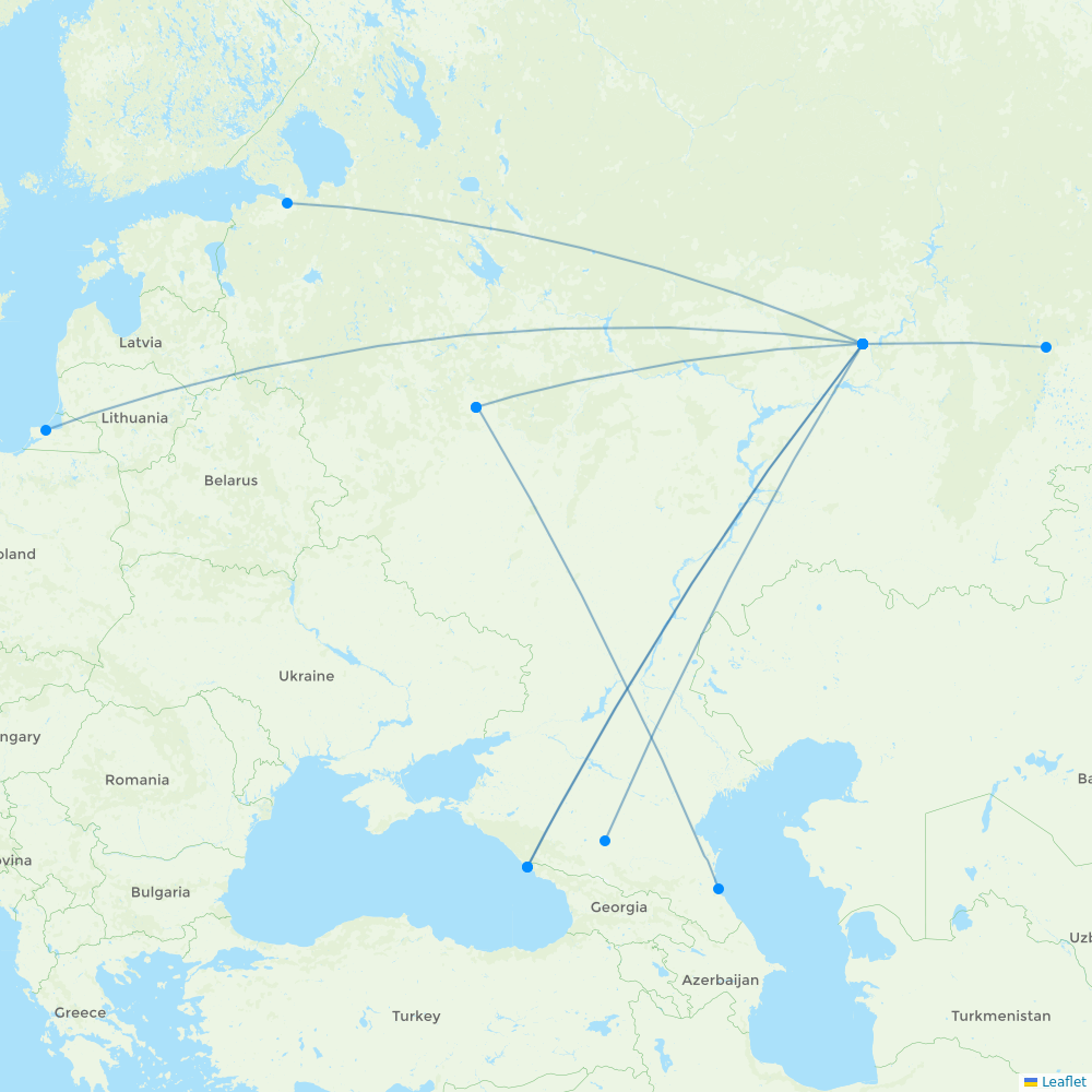 Izhavia (duplicate) destination map