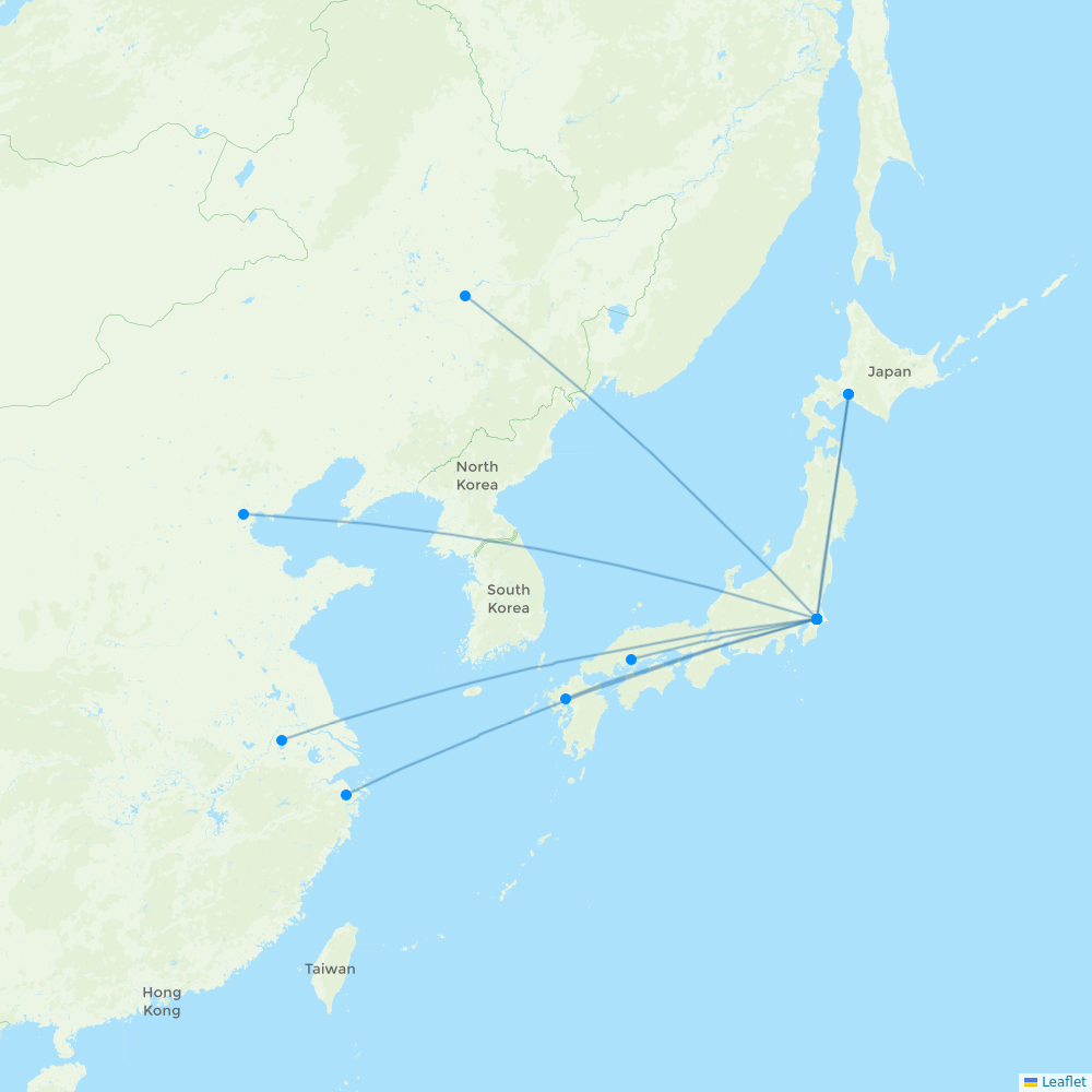 Spring Airlines Japan destination map