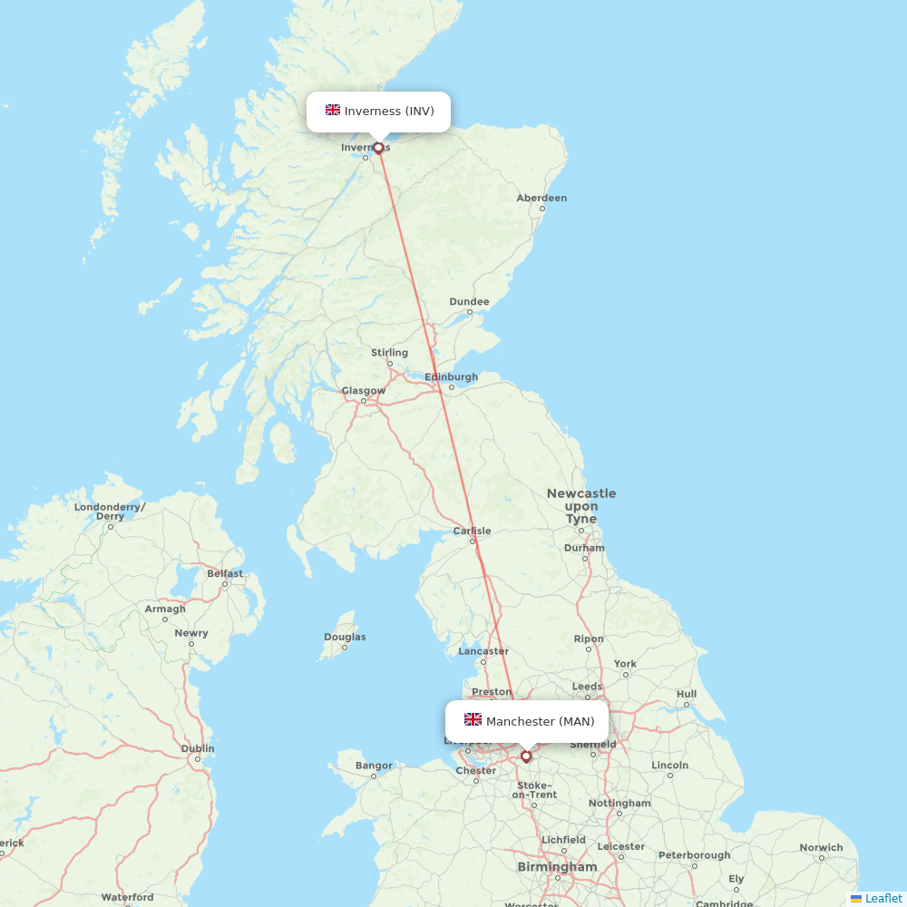 Loganair flights between Inverness and Manchester